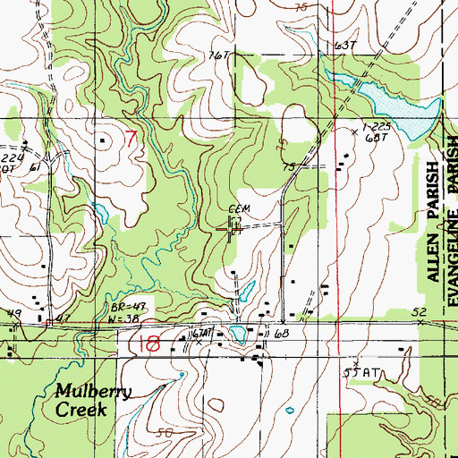 Topographic Map of Duplechien Cemetery, LA