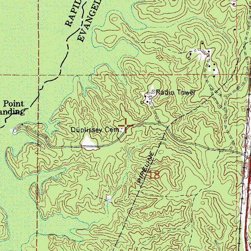 Topographic Map of Duplissey Cemetery, LA