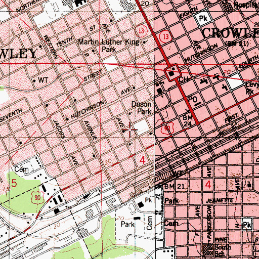 Topographic Map of Duson Park, LA