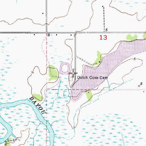 Topographic Map of Dutch Cove Cemetery, LA