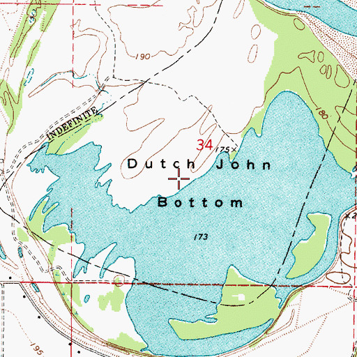 Topographic Map of Dutch John Bottom, LA
