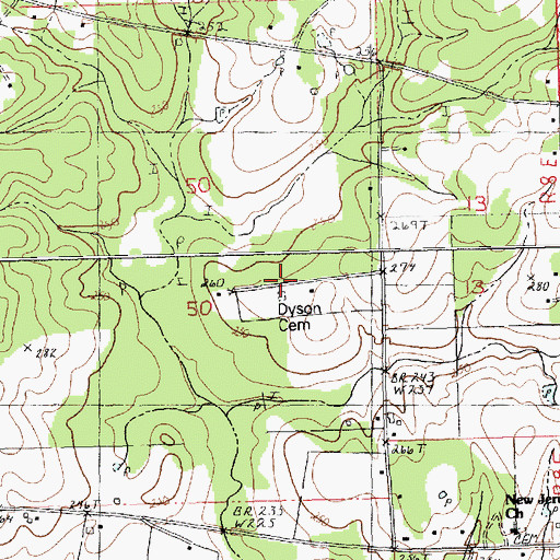 Topographic Map of Dyson Cemetery, LA