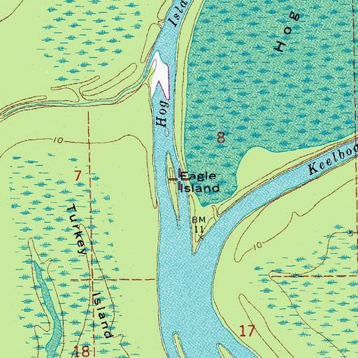 Topographic Map of Eagle Island, LA