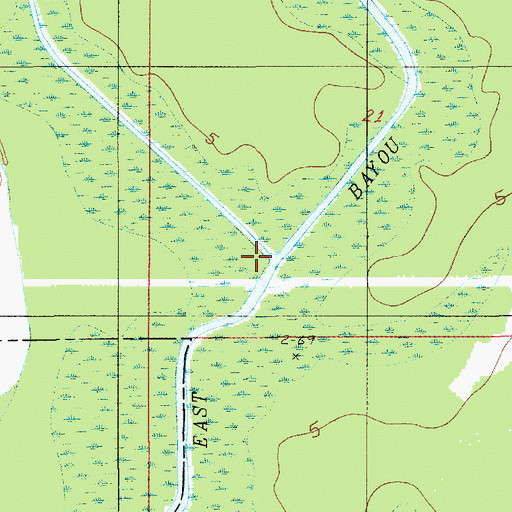 Topographic Map of East Bayou Lacassine, LA