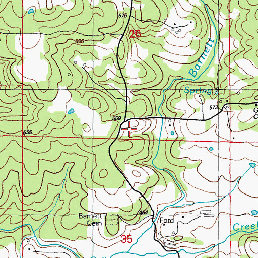 Topographic Map of Pine Springs School, AR
