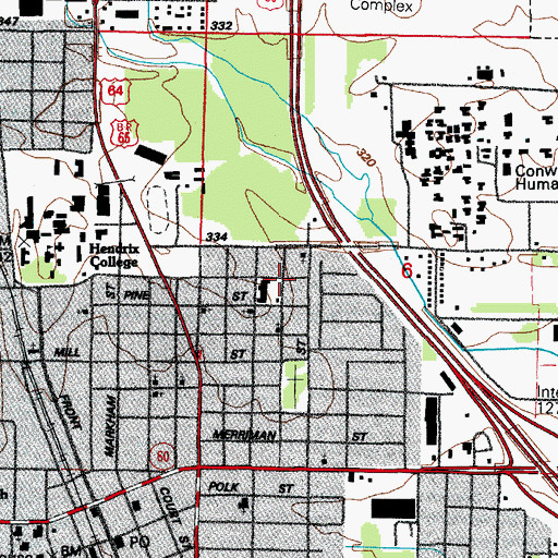 Topographic Map of Pine Street High School, AR