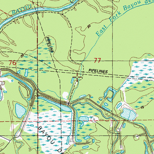 Topographic Map of East Fork Bayou Des Glaises, LA