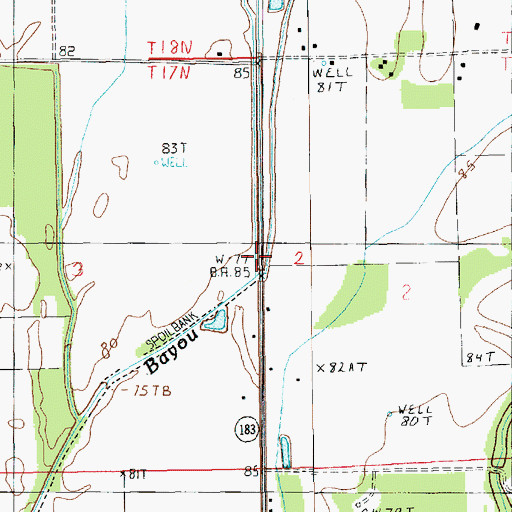 Topographic Map of East Fork Creek, LA