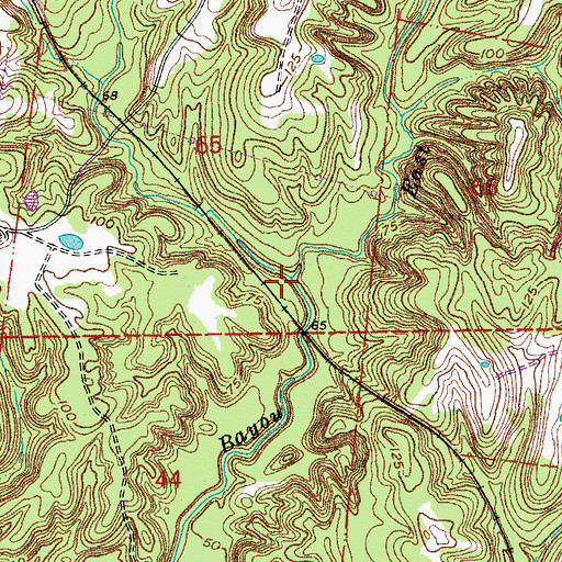 Topographic Map of East Fork Grants Bayou, LA
