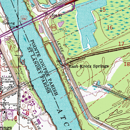 Topographic Map of East Krotz Springs, LA