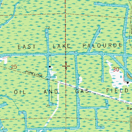 Topographic Map of East Lake Palourde Oil and Gas Field, LA