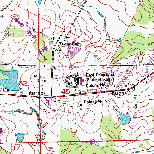 Topographic Map of East Louisiana State Hospital Colony Number 1, LA