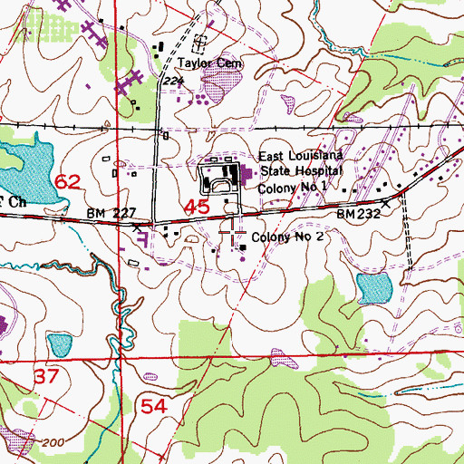 Topographic Map of East Louisiana State Hospital Colony Number 2, LA