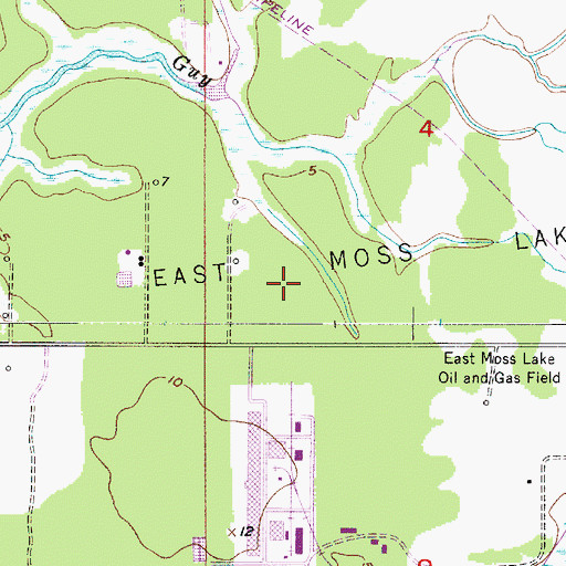 Topographic Map of East Moss Lake Oil and Gas Field, LA