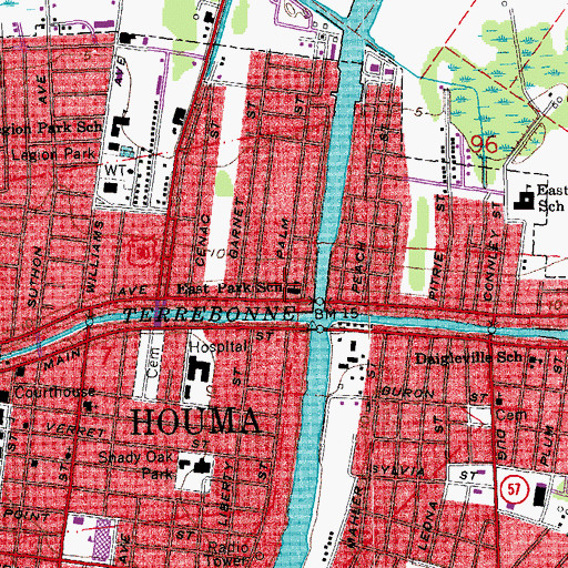 Topographic Map of East Park School (historical), LA