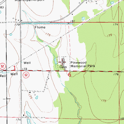 Topographic Map of Pinewood Memorial Park, AR