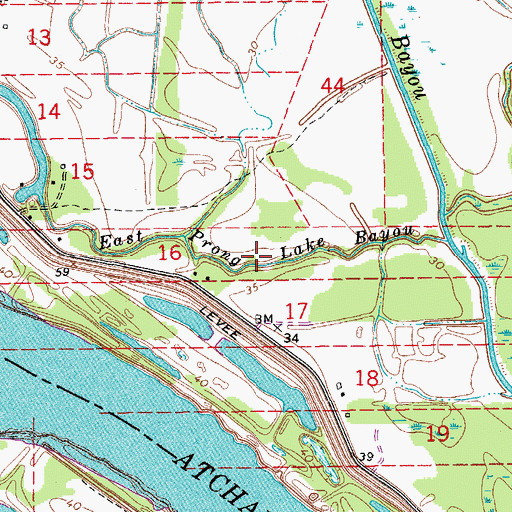 Topographic Map of East Prong Lake Bayou, LA
