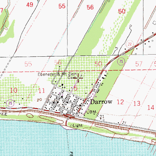 Topographic Map of Ebenezer Cemetery, LA