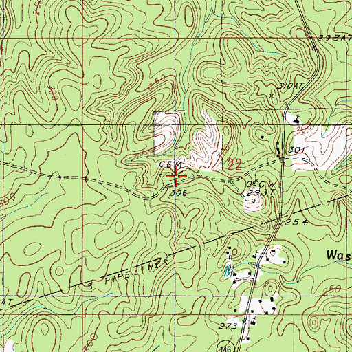 Topographic Map of Ebenezer Cemetery, LA