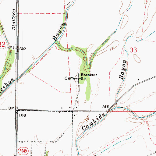 Topographic Map of Ebenezer Church, LA