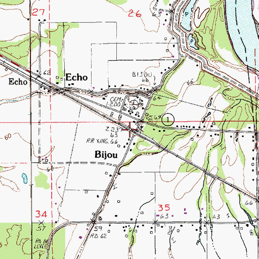 Topographic Map of Echo, LA