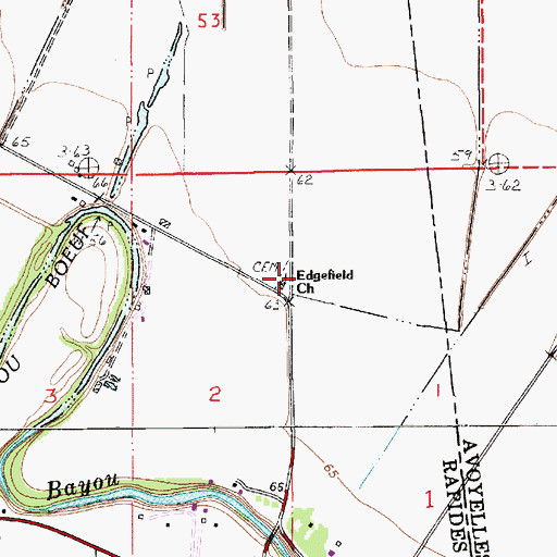 Topographic Map of Edgefield Church, LA