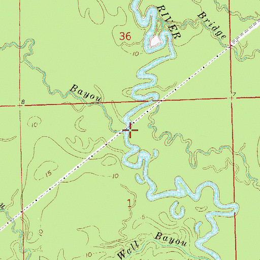 Topographic Map of Edwards Bayou, LA