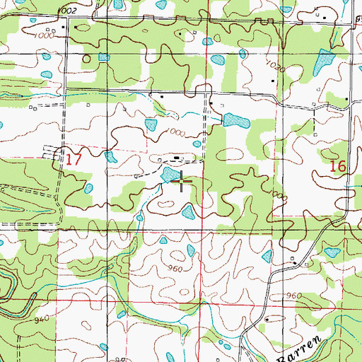 Topographic Map of Piney Church, AR