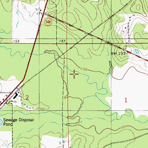 Topographic Map of Edwards Branch, LA