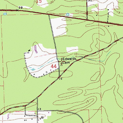 Topographic Map of Edwards Cemetery, LA
