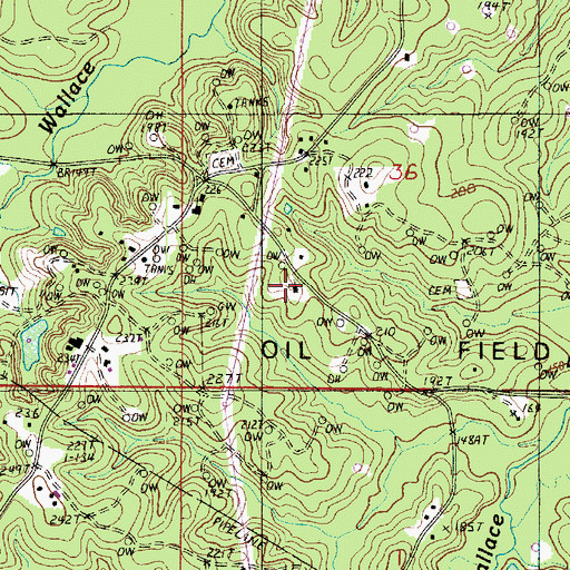 Topographic Map of Egypt Church, LA