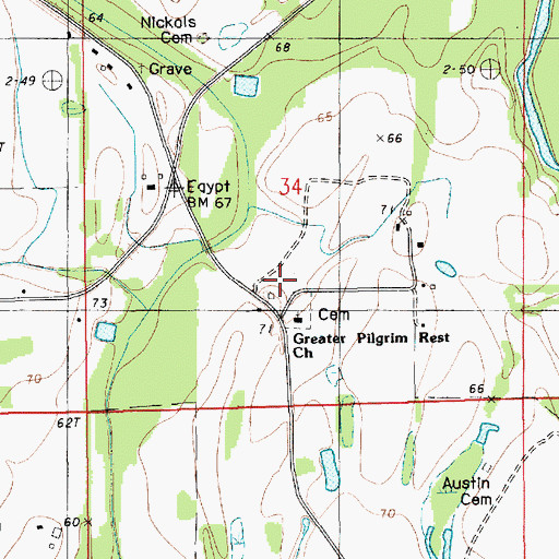 Topographic Map of Egypt School, LA