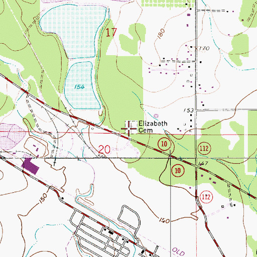 Topographic Map of Elizabeth Cemetery, LA