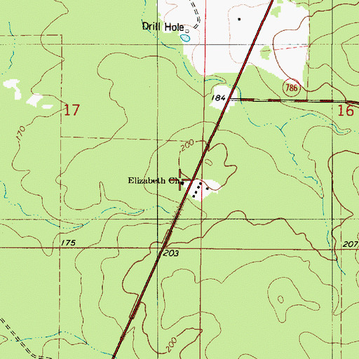 Topographic Map of Elizabeth Church, LA