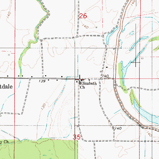 Topographic Map of Elizabeth Church, LA