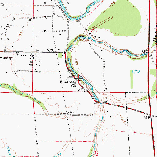 Topographic Map of Elizabeth Church, LA