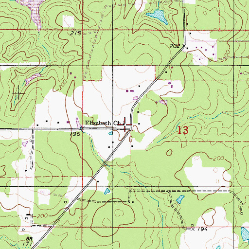 Topographic Map of Elizabeth Church, LA