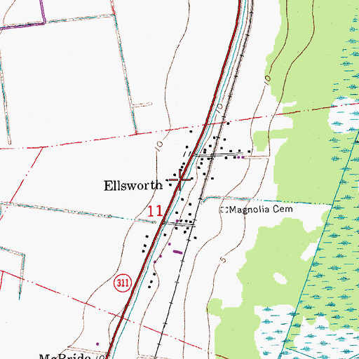 Topographic Map of Ellsworth, LA