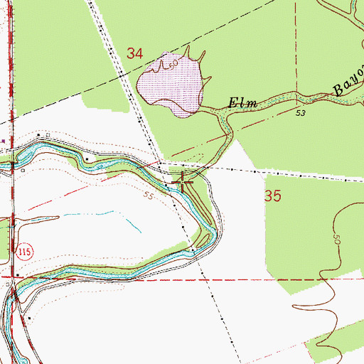Topographic Map of Elm Bayou, LA