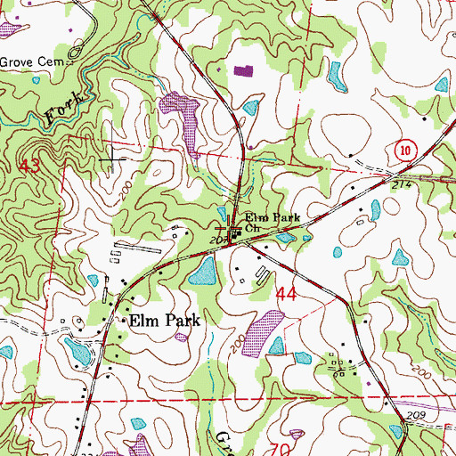 Topographic Map of Elm Park Church, LA