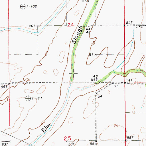 Topographic Map of Elm Slough, LA