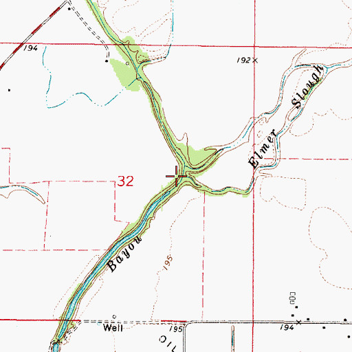 Topographic Map of Elmer Slough, LA