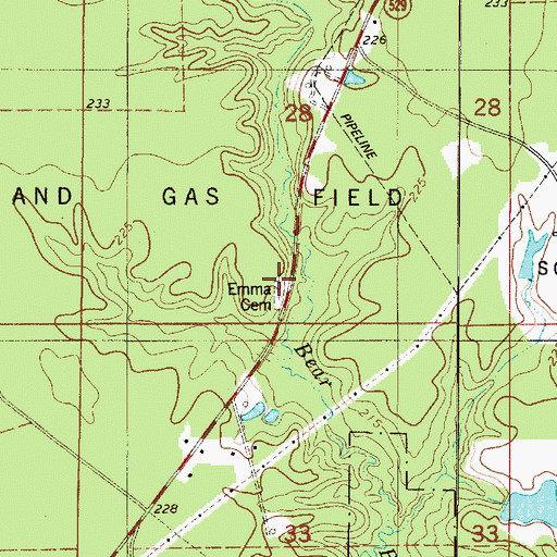 Topographic Map of Emma Cemetery, LA
