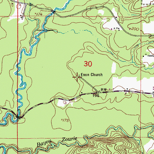 Topographic Map of Enon Church, LA