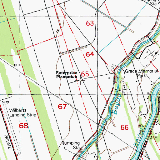 Topographic Map of Enterprise Plantation, LA