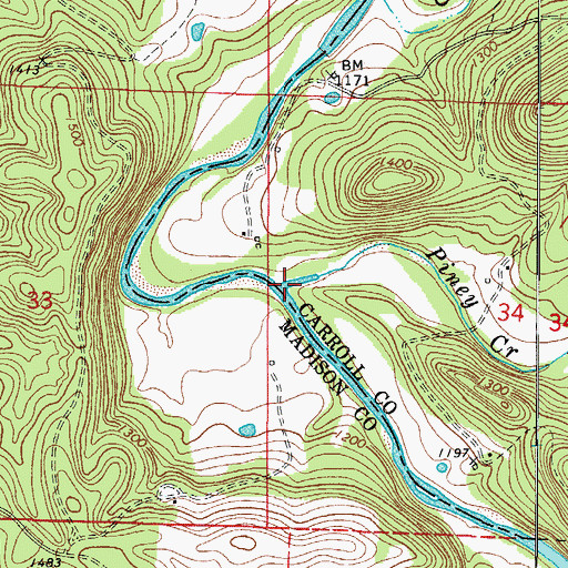 Topographic Map of Piney Creek, AR