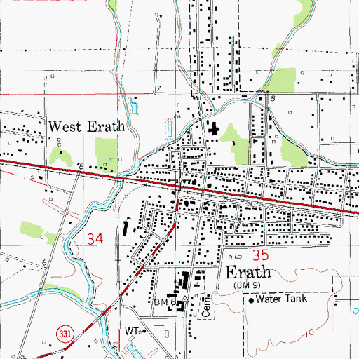 Topographic Map of Erath, LA