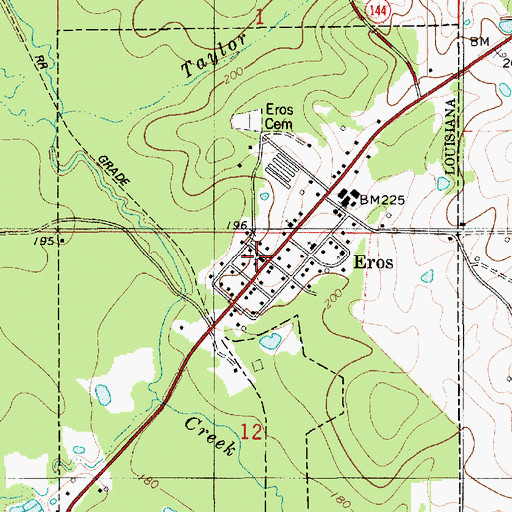 Topographic Map of Eros, LA