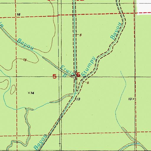 Topographic Map of Erwin Bayou, LA