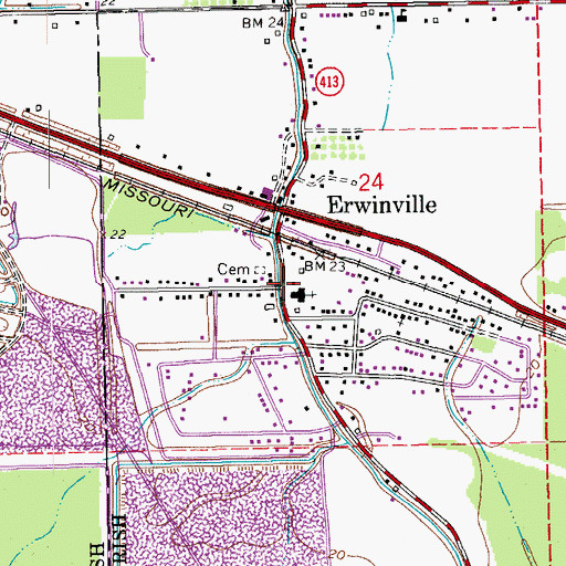 Topographic Map of Erwinville, LA